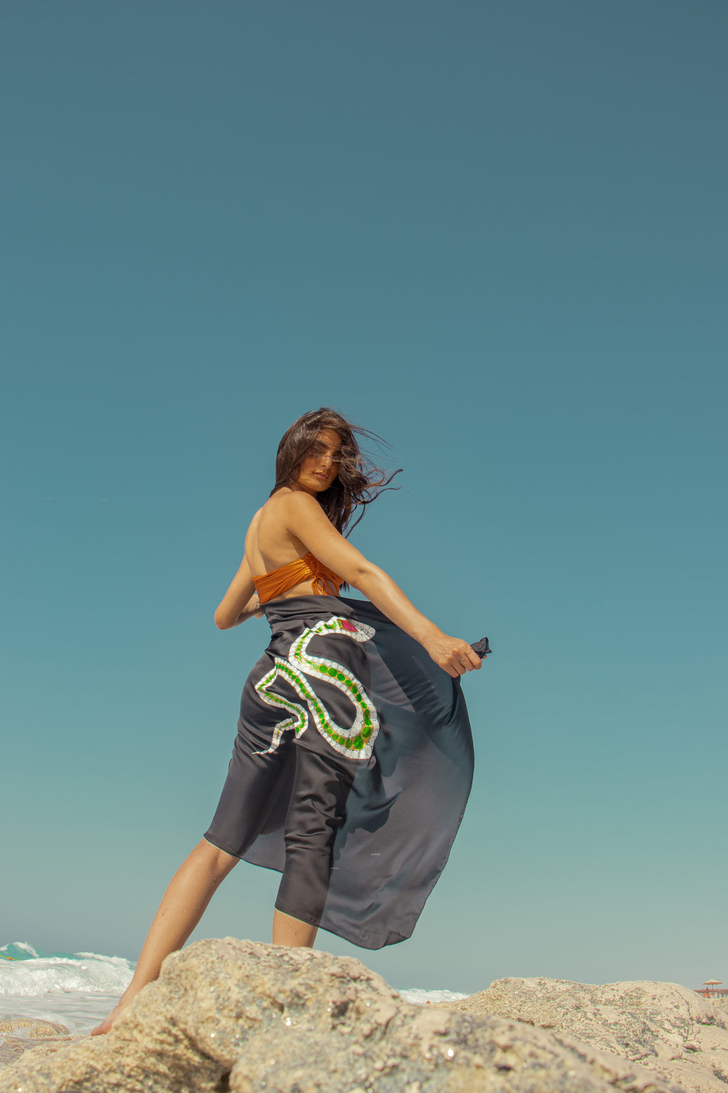 Emerald Serpent Sarong Wrap Skirt