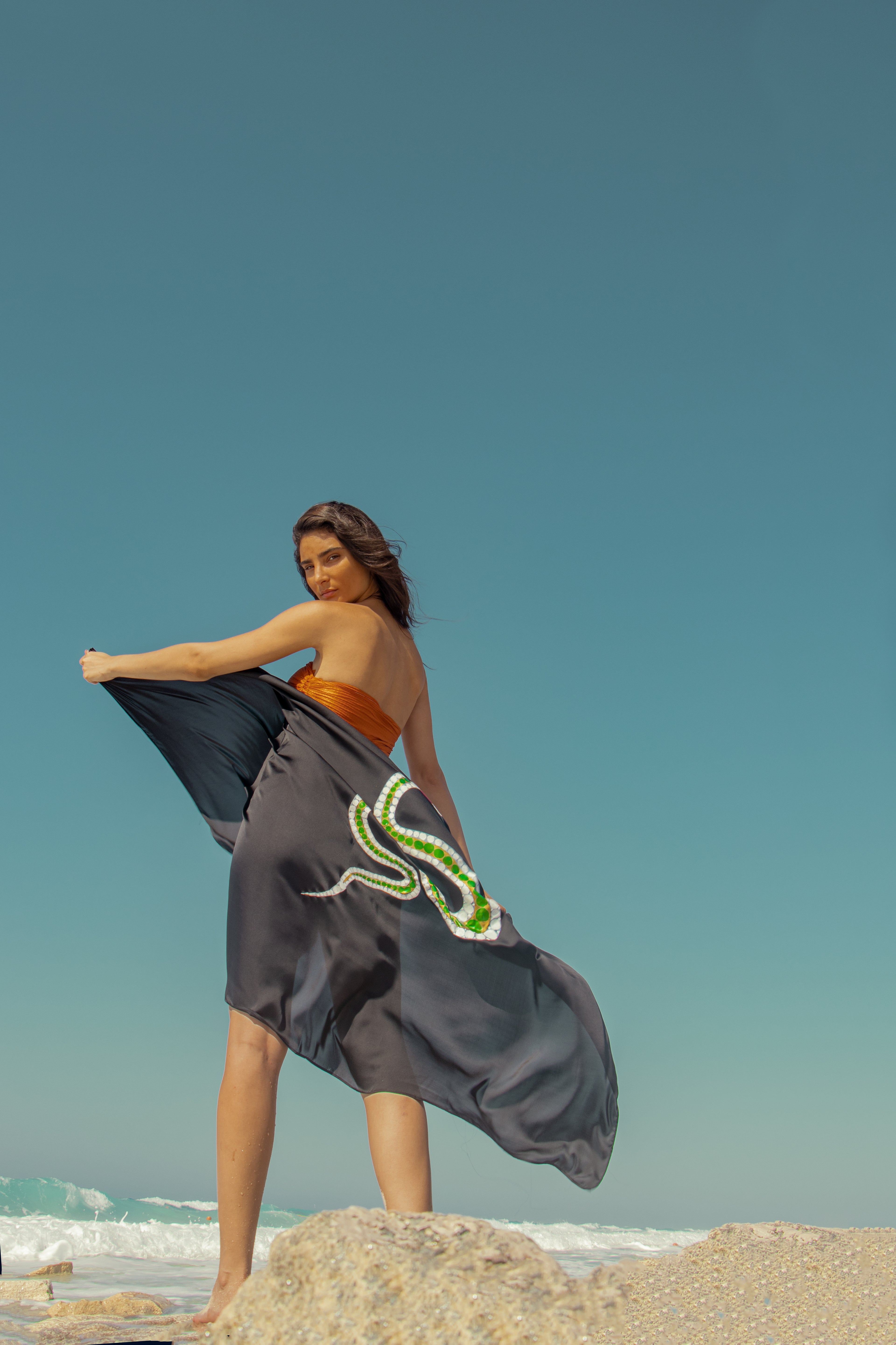 Emerald Serpent Sarong Wrap Skirt