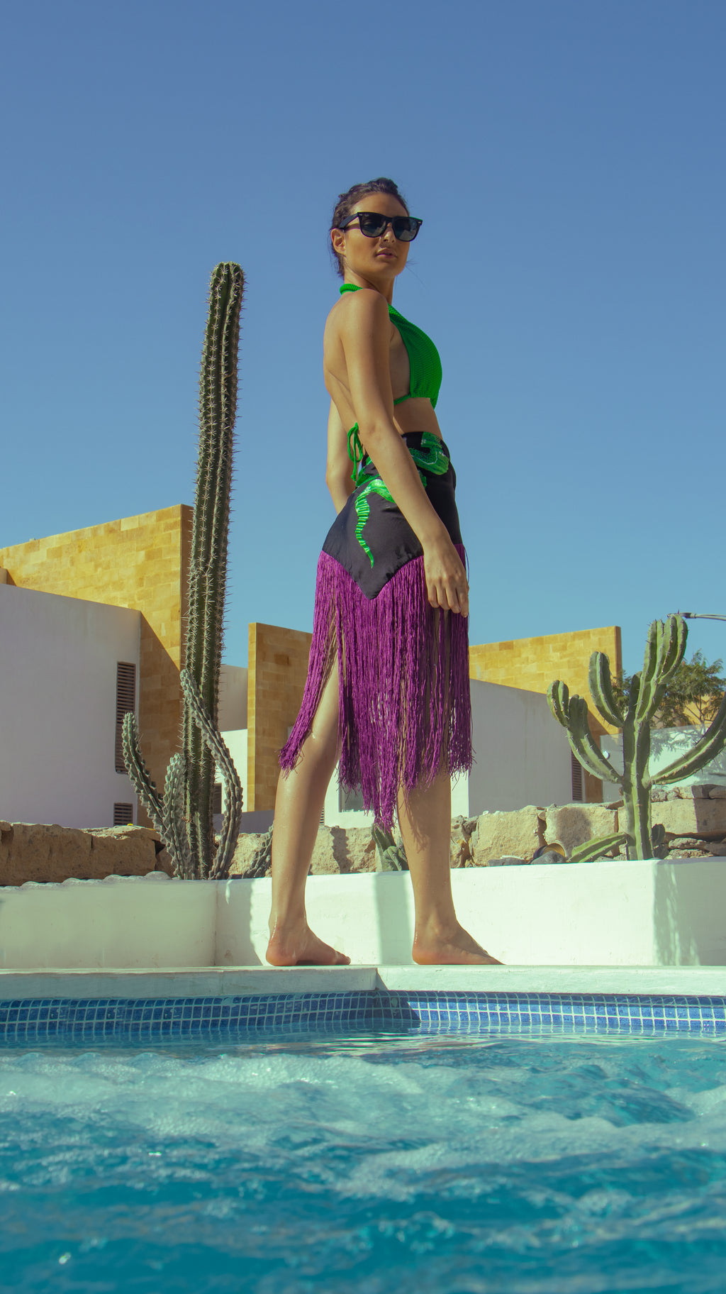 Emerald Eclipse Fringe Wrap Skirt