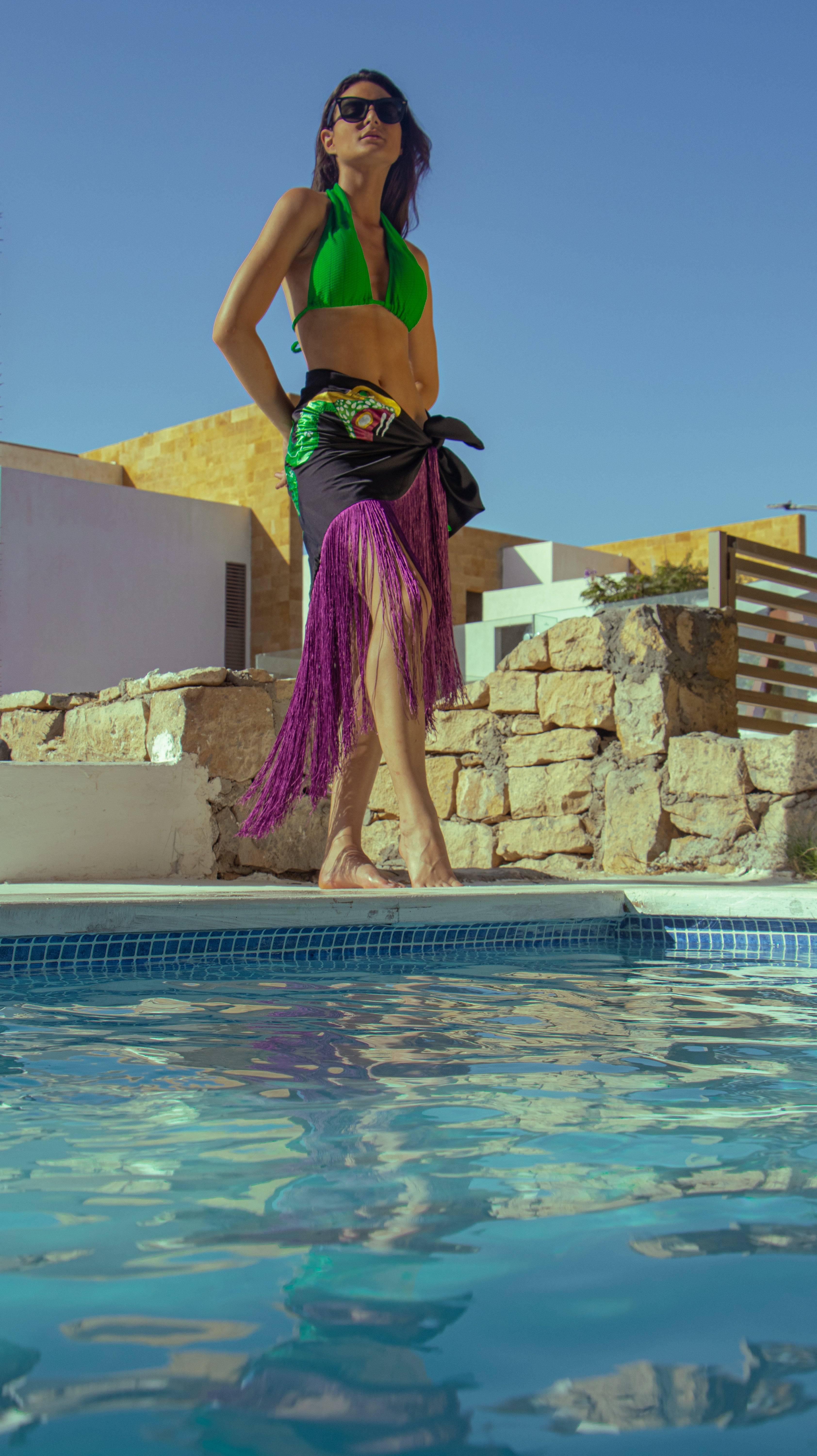 Emerald Eclipse Fringe Wrap Skirt