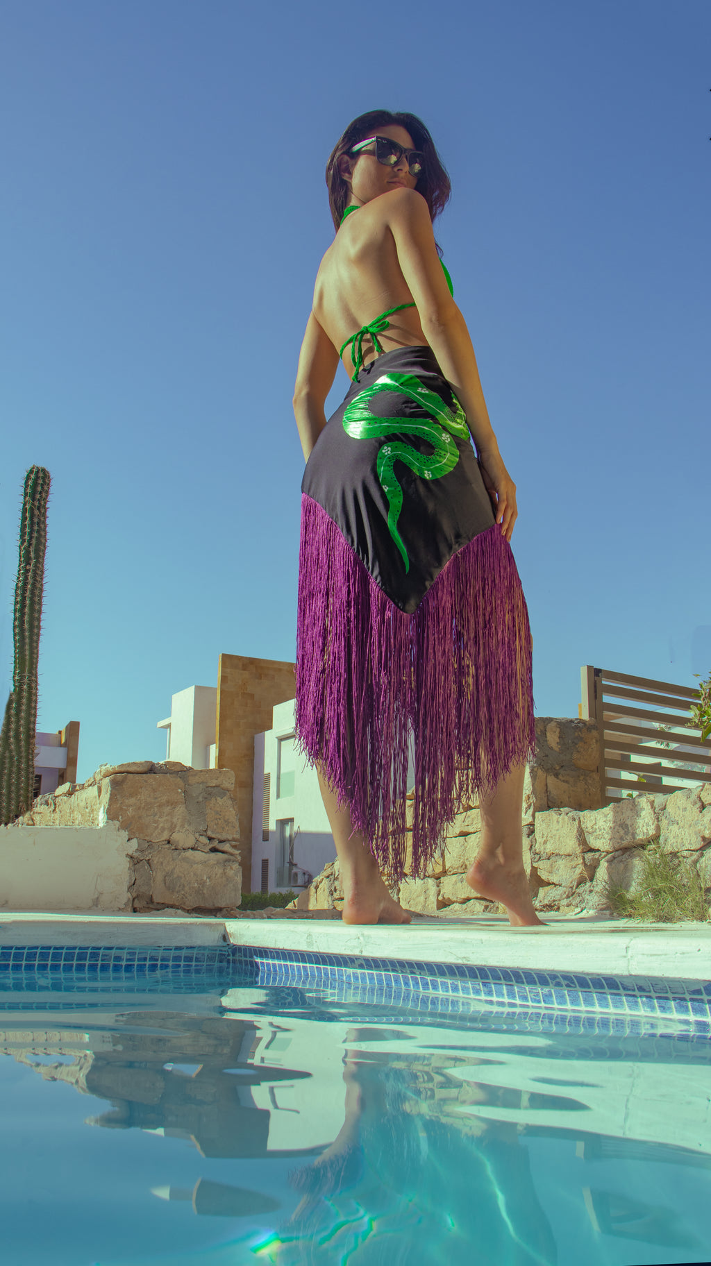 Emerald Eclipse Fringe Wrap Skirt