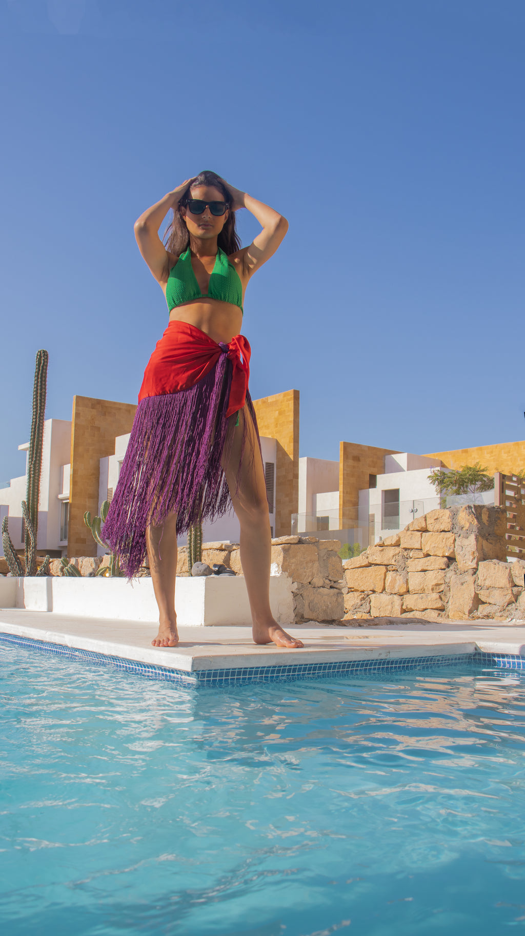 Crimson Serpent Fringe Wrap Skirt