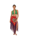 Crimson Serpent Fringe Wrap Skirt
