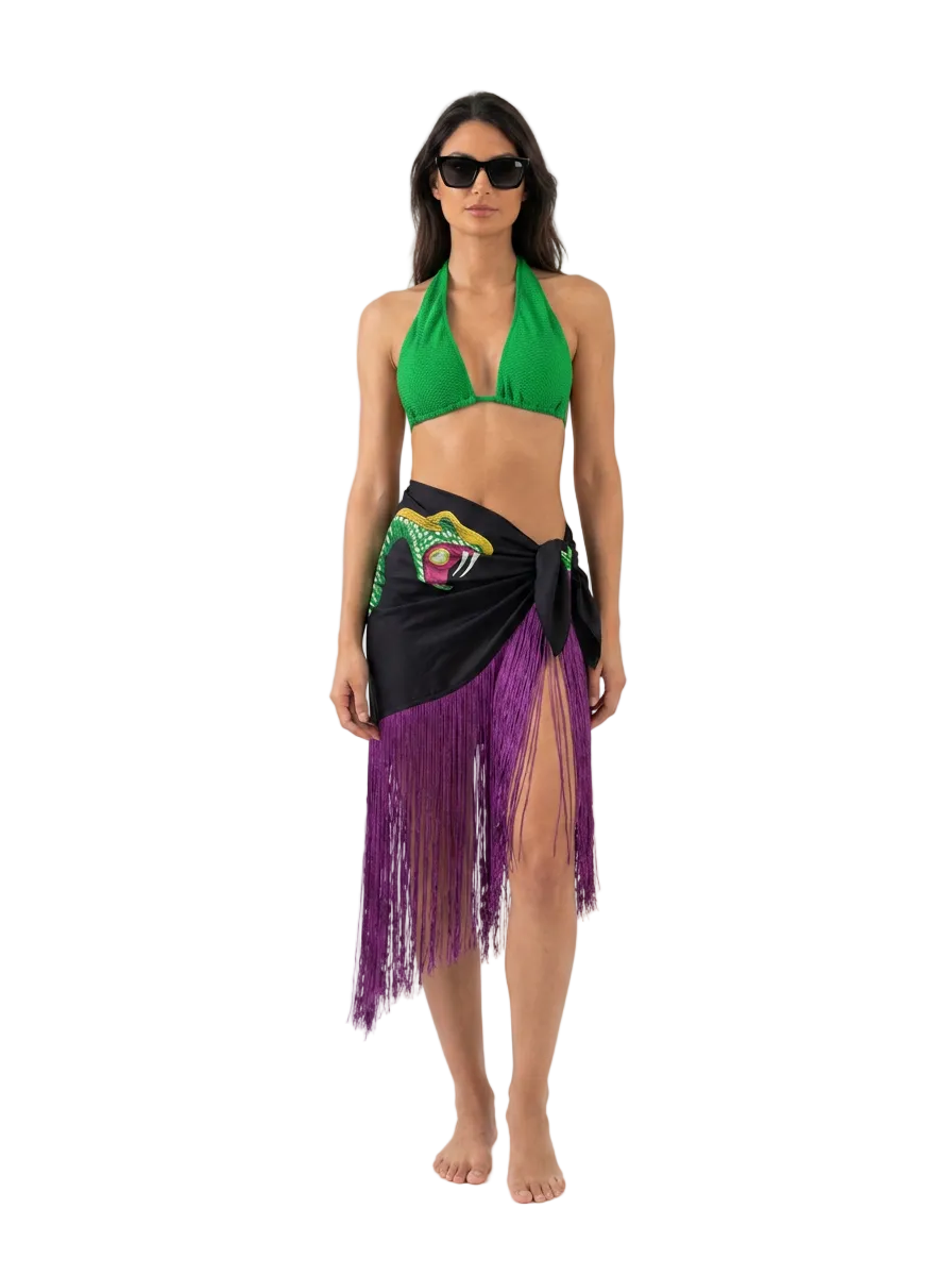 Emerald Eclipse Fringe Wrap Skirt